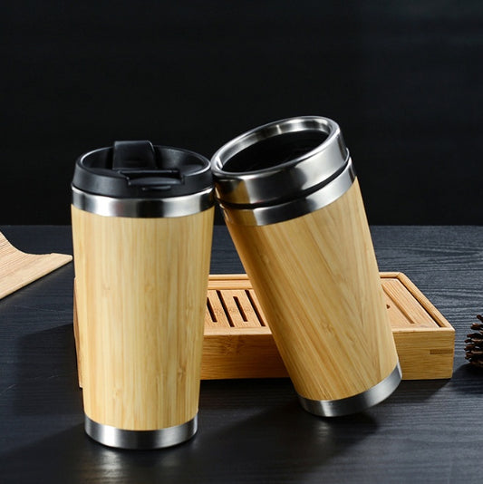 Home Rock Bamboo Coffee Cup Mug with Lid - Thermal