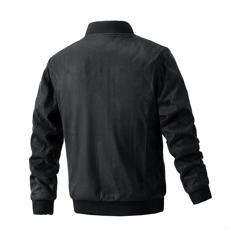 mCzO Suede Stand Collar Jacket - Double Zipper