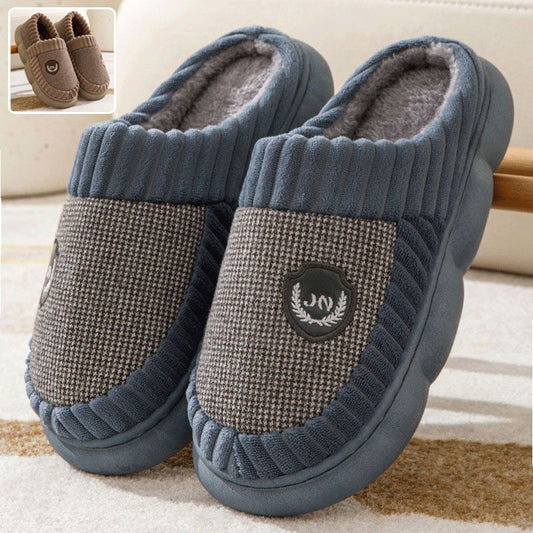 Plus Size Colorblock Plush Slippers For Women Men Winter Warm Home Slipper Indoor Thick-soled Fleece Shoes Couple Man Cave X Luxe LSS