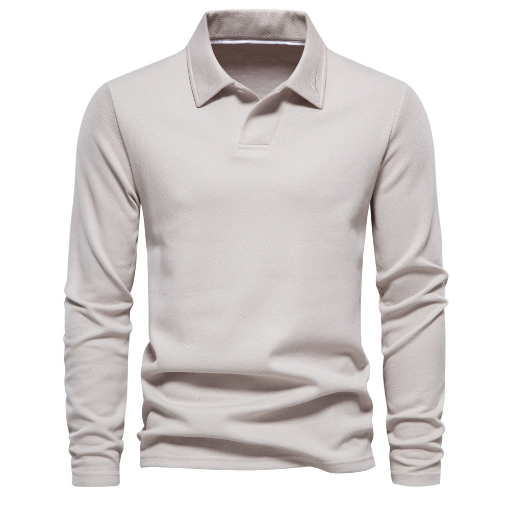 mCzO Fashion Lapel Long-sleeved Polo Shirt