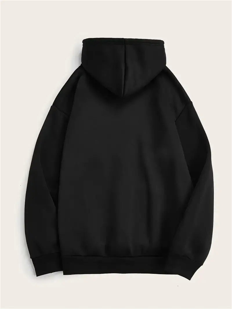 Luxe LSS Print Hoodie Casual Long Sleeve Kangaroo Pocket Drawstring Hoodie Sweatshirt