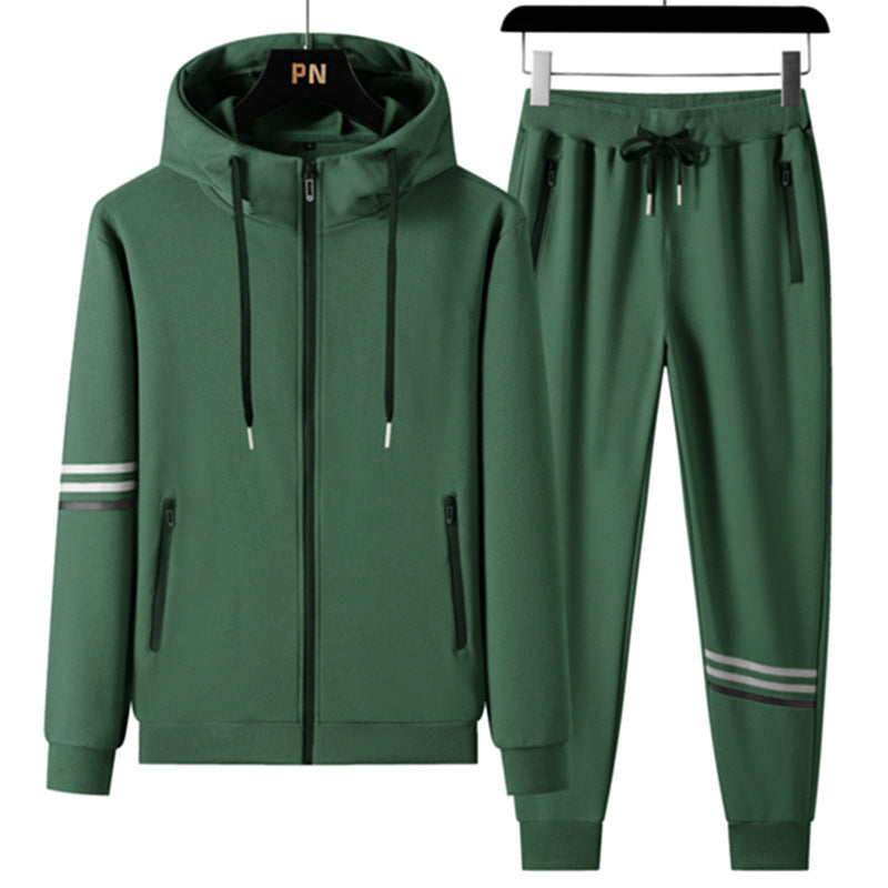 MCZO Men's Casual Sports Pure Cotton Hooded Sweater Trousers Two-piece Set