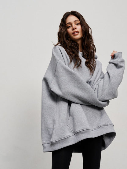 Luxe LSS Street Boyfriend Style Polar Fleece Loose Pockets Hooded Sweater