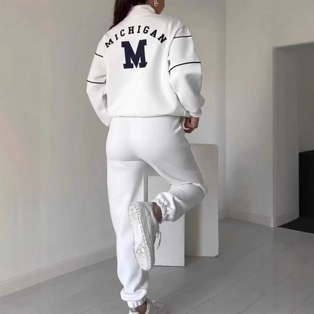 Luxe LSS 2 Piece Outfits Lounge Hoodless Pullover Sweatshirt Sweatsuit Sets Sweatshirt Baggy Fashion Sweatpants With Pockets