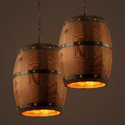 HomeRock Creative personality wine barrel wooden chandeliers