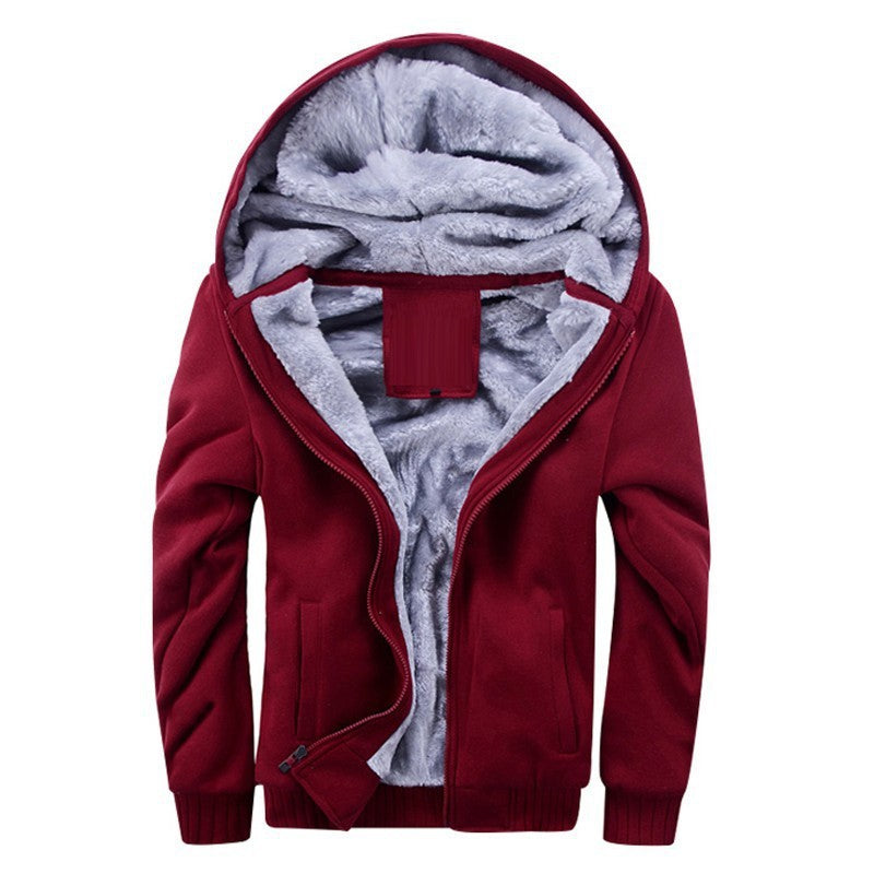 MCZO winter men hoodies add wool jacket hooded coat men