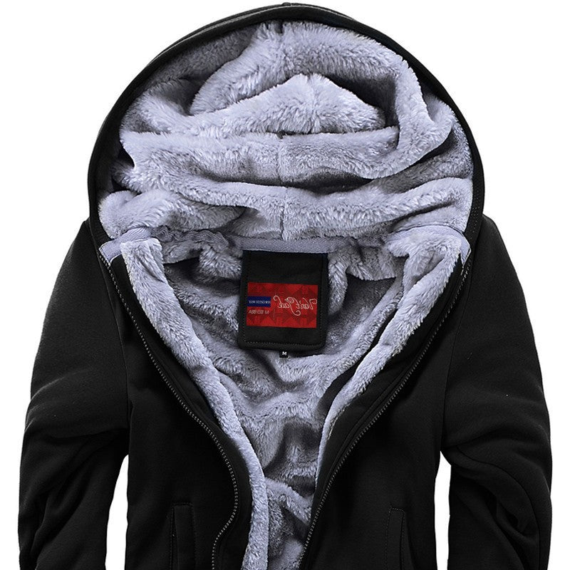 MCZO winter men hoodies add wool jacket hooded coat men