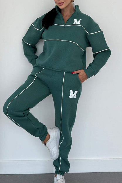 Luxe LSS 2 Piece Outfits Lounge Hoodless Pullover Sweatshirt Sweatsuit Sets Sweatshirt Baggy Fashion Sweatpants With Pockets