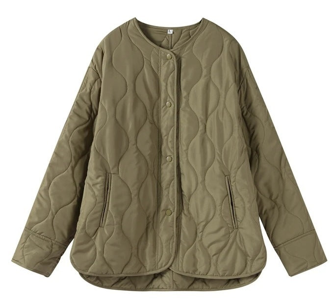 Luxe LSS Loose Round Neck Women's Quilted Jacket