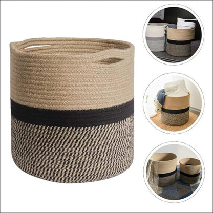 Home Rock Cotton Rope Storage Basket Hamper Large Basket Wicker Laundry Baskets Laundry Woven Basket Woven Storage Basket Cotton Woven Toy Basket Desktop Picnic Basket Office