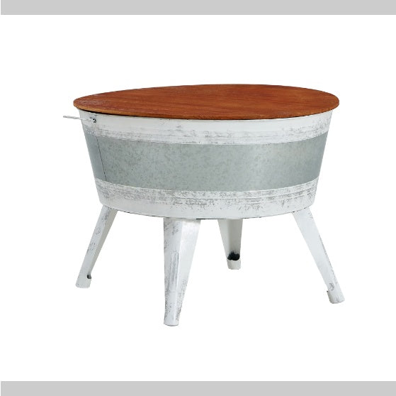 HomeRock Cocktail Table With Metal Decoration With Wooden Top