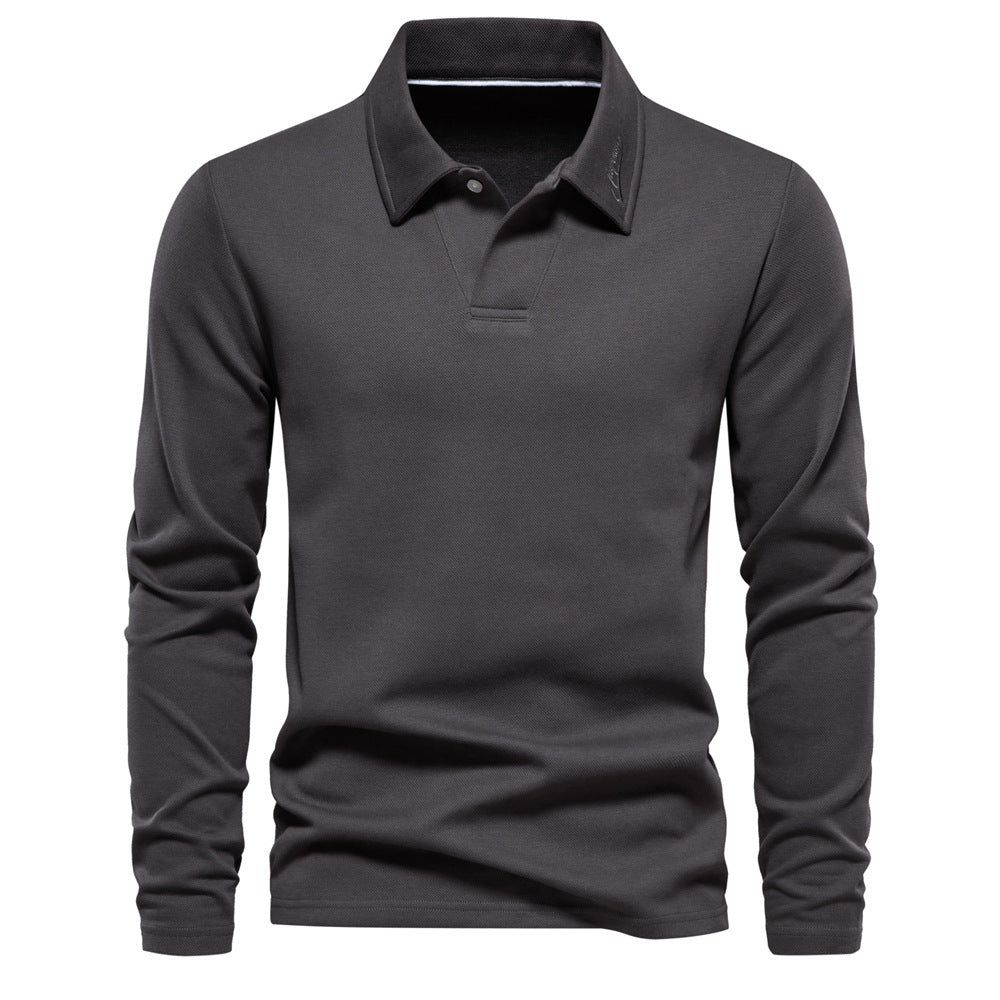 mCzO Fashion Lapel Long-sleeved Polo Shirt