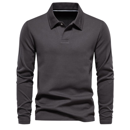 Man Cave Fashion Lapel Long-sleeved Polo Shirt