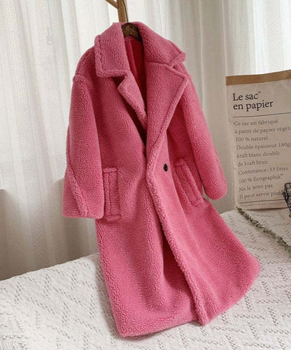 Luxe LSS Lapel Lamb Fleece Coat With Pockets Faux Fur Coat Winter Warm Thickening Long Windbreaker Women's Clothing