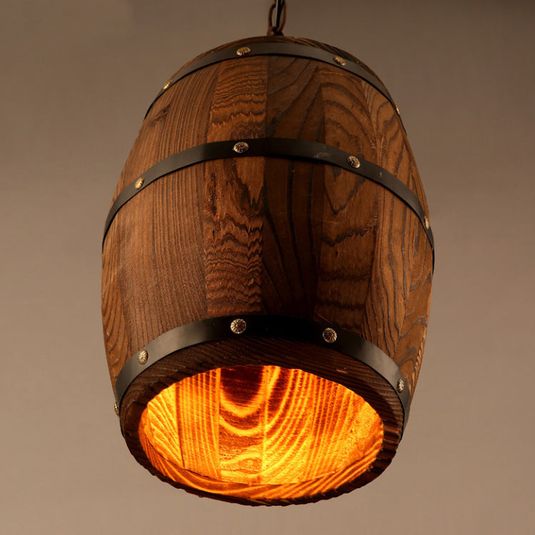 HomeRock Creative personality wine barrel wooden chandeliers