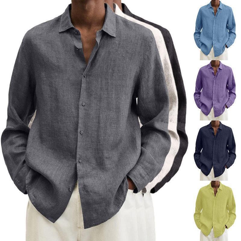 Man Cave Long Sleeve Lapel Men's Shirt Loose Button Cardigan Shirt Top