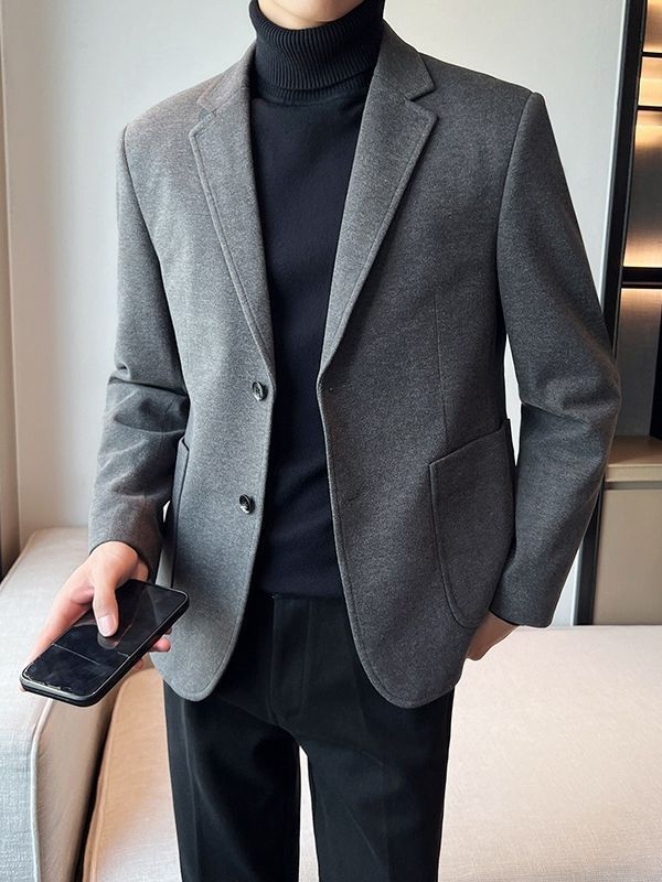 Man Cave Zon Mature Woolen Blazer Thick Woolen Coat Leisure Suit