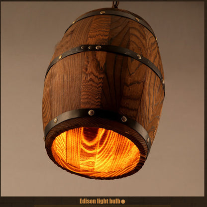 HomeRock Creative personality wine barrel wooden chandeliers