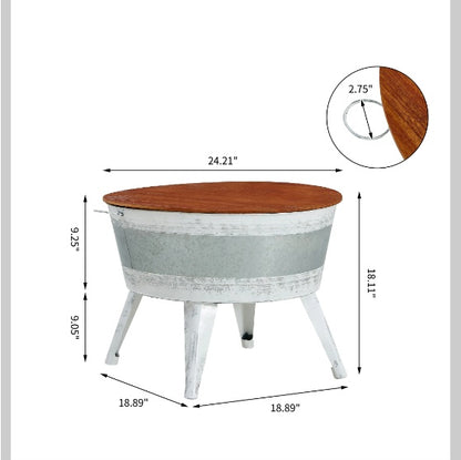 HomeRock Cocktail Table With Metal Decoration With Wooden Top