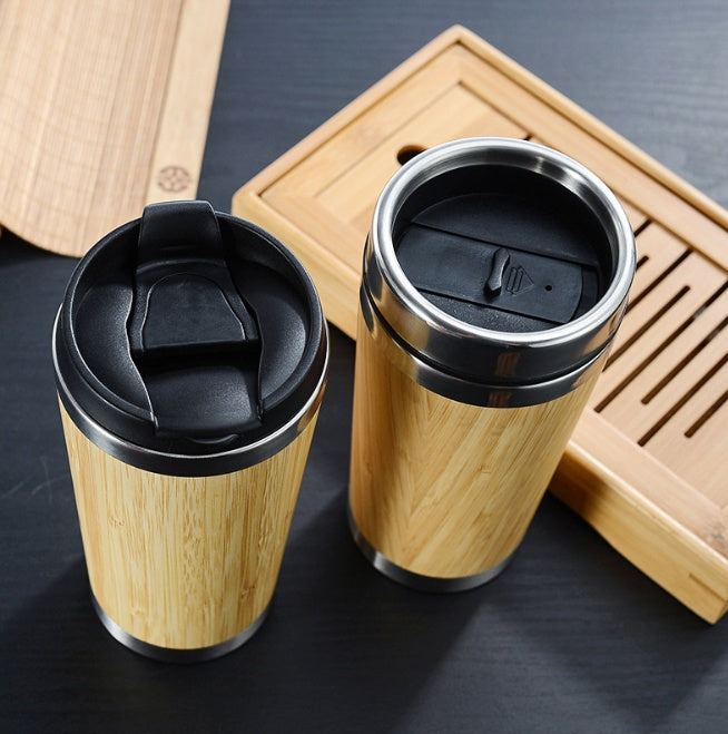 Home Rock Bamboo Coffee Cup Mug with Lid - Thermal