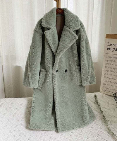 Luxe LSS Lapel Lamb Fleece Coat With Pockets Faux Fur Coat Winter Warm Thickening Long Windbreaker Women's Clothing