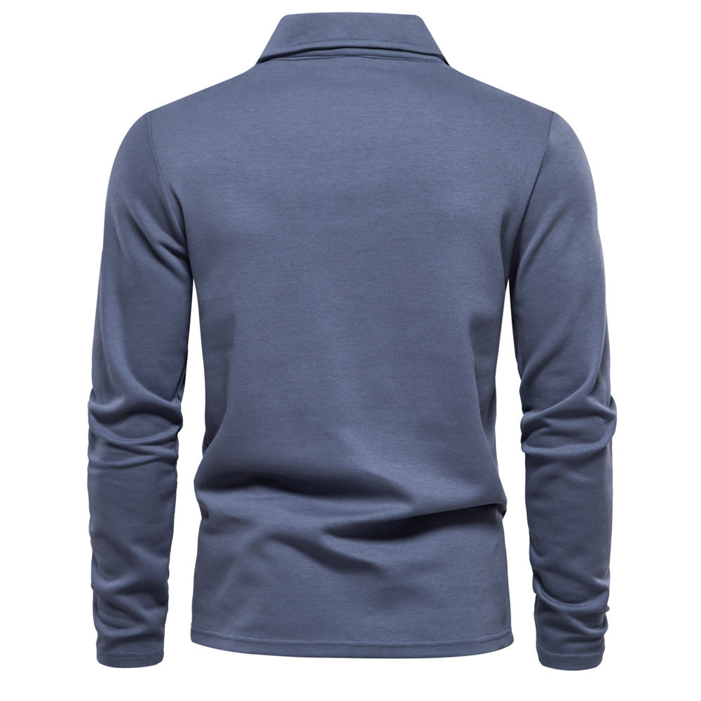 mCzO Fashion Lapel Long-sleeved Polo Shirt