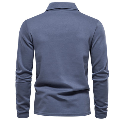 Man Cave Fashion Lapel Long-sleeved Polo Shirt