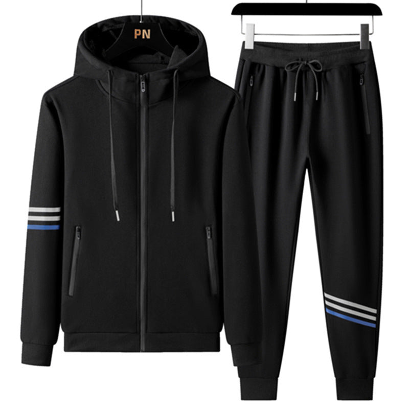 MCZO Men's Casual Sports Pure Cotton Hooded Sweater Trousers Two-piece Set