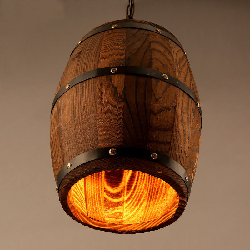 HomeRock Creative personality wine barrel wooden chandeliers