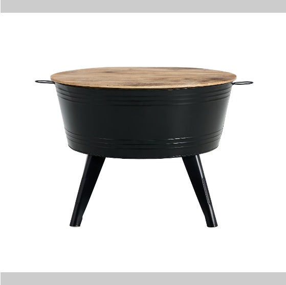 HomeRock Cocktail Table With Metal Decoration With Wooden Top