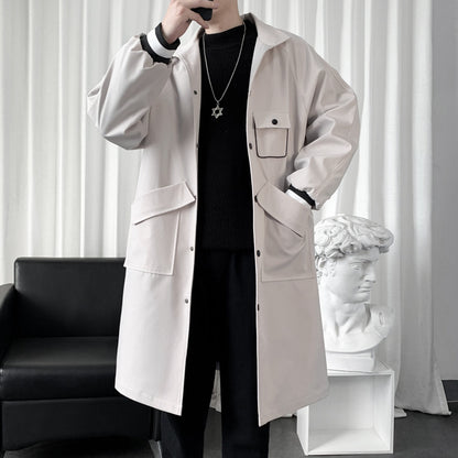 Man Cave Men's Mid-length Temperament Over-knee Overcoat