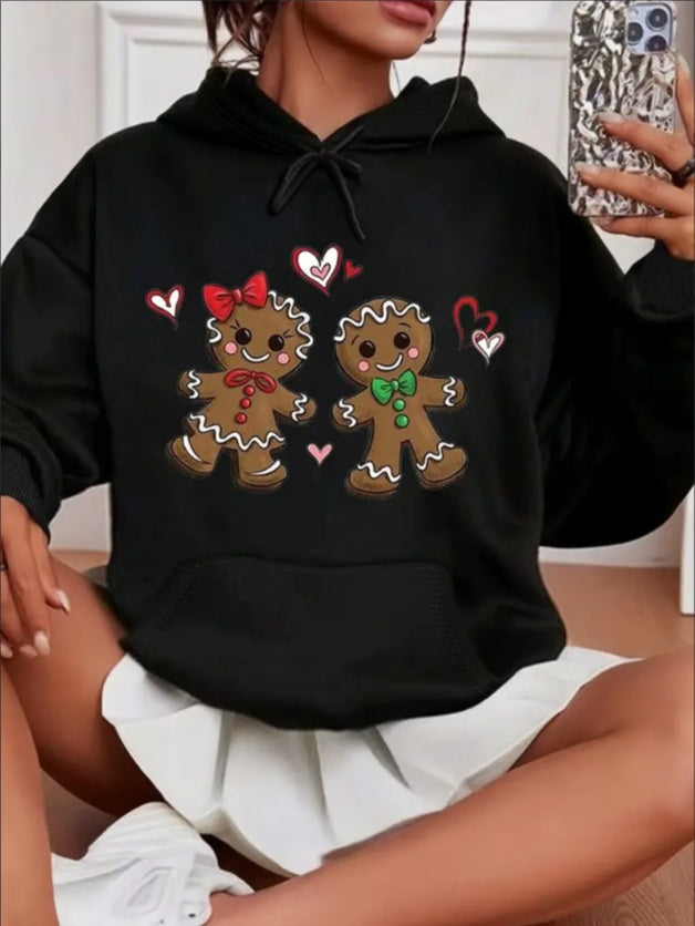 Luxe LSS Christmas Gingerbread Doll Kangaroo Pocket design Hoodie