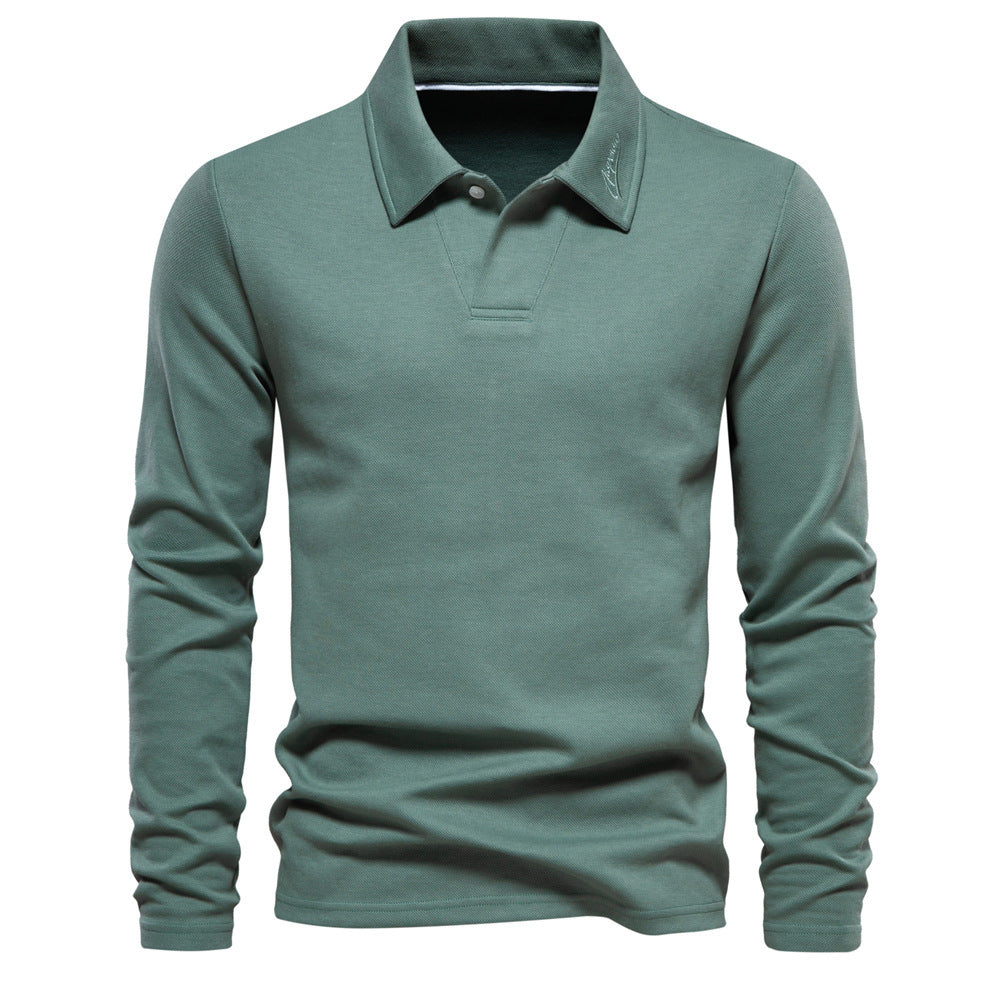 mCzO Fashion Lapel Long-sleeved Polo Shirt