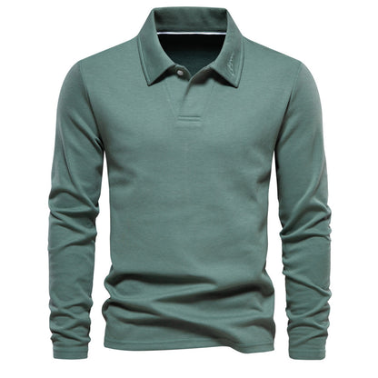 Man Cave Fashion Lapel Long-sleeved Polo Shirt