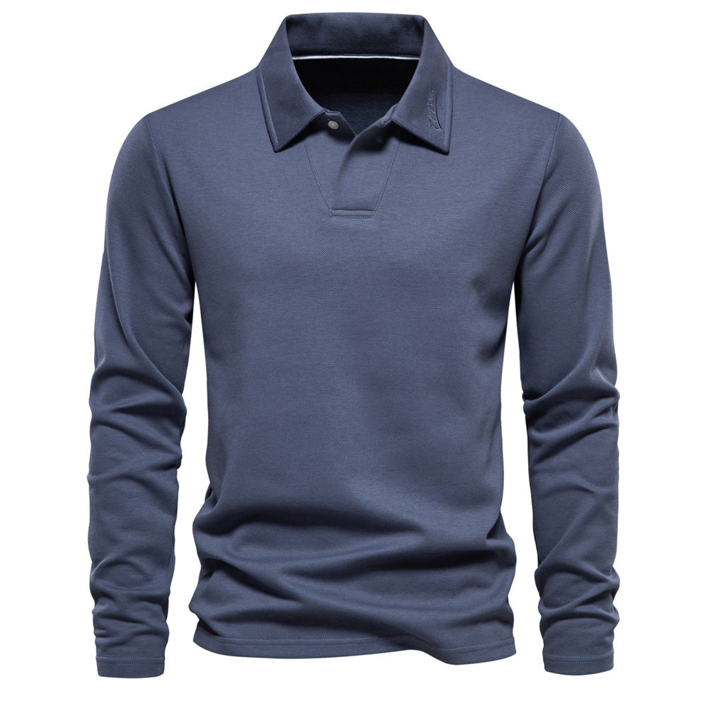 mCzO Fashion Lapel Long-sleeved Polo Shirt