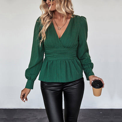 Luxe LSS V-neck Slim Shirt