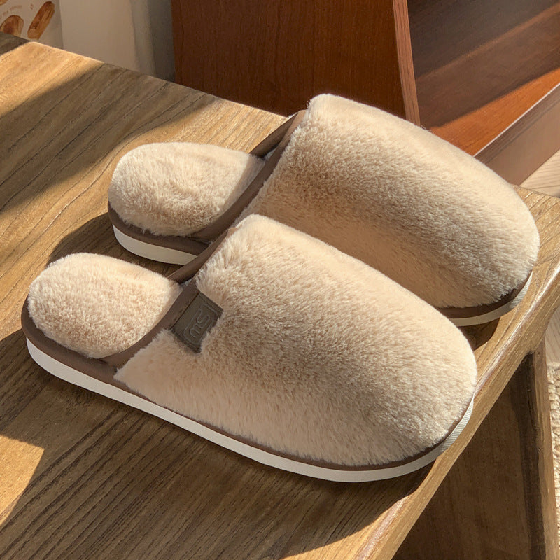 Man Cave X Luxe LSS Winter Plush Slippers Warm Solid House Shoes Non-slip Bedroom Floor Home Slipper For Women Men