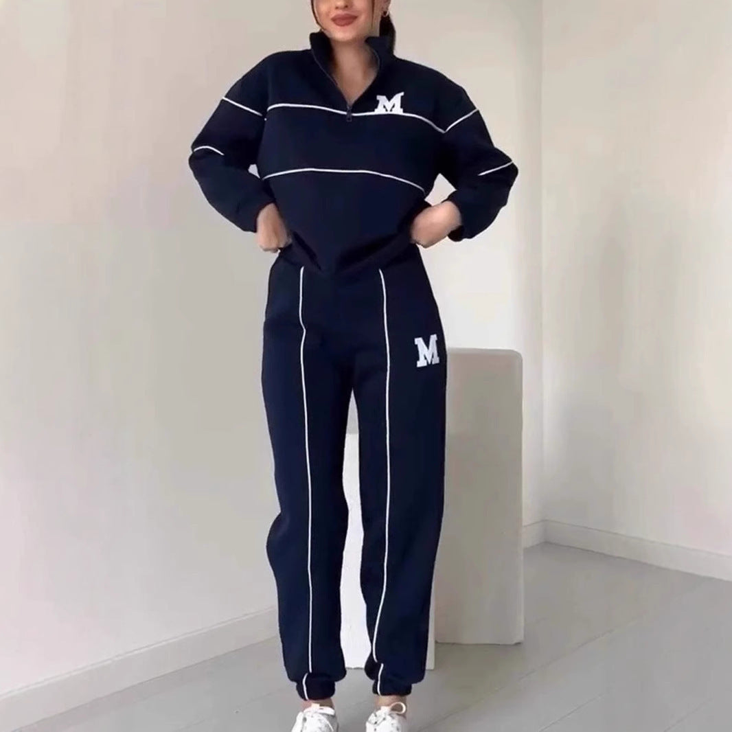 Luxe LSS 2 Piece Outfits Lounge Hoodless Pullover Sweatshirt Sweatsuit Sets Sweatshirt Baggy Fashion Sweatpants With Pockets