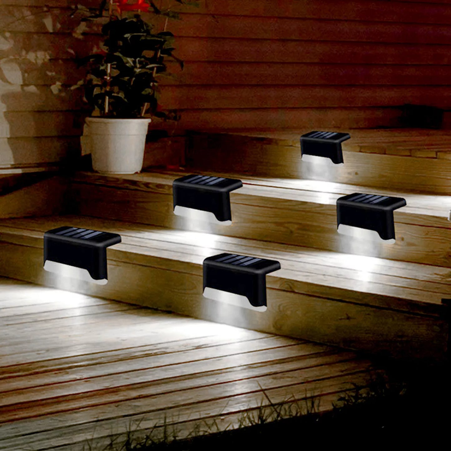 HomeRock 4 Solar LED Bright Deck Lights Outdoor Garden Patio Railing Decks Path Lighting Outdoor Garden Light Deck Lamp Solar Stairs Light