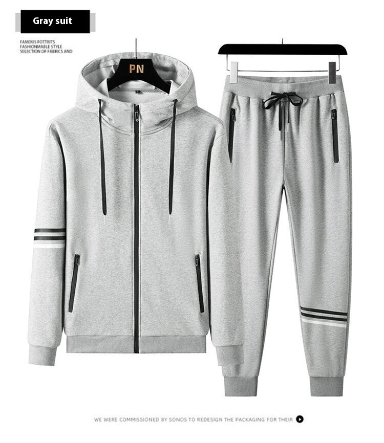 MCZO Men's Casual Sports Pure Cotton Hooded Sweater Trousers Two-piece Set