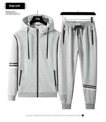 Man Cave Men's Casual Sports Pure Cotton Hooded Sweater Trousers Two-piece Set