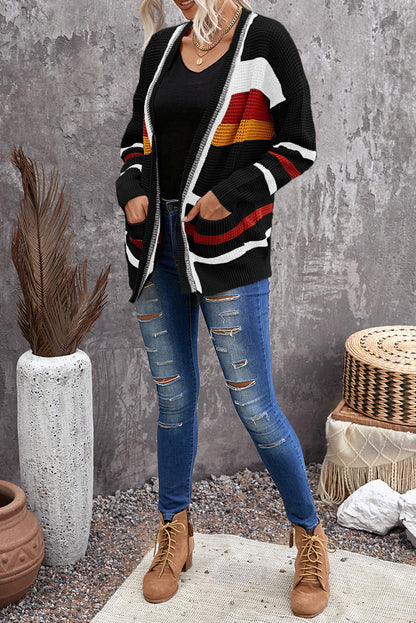 Luxe LSS Casual Women's Loose Long Sleeve Striped Jacket