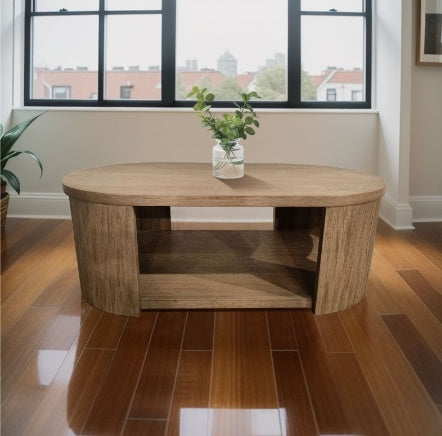 HomeRock Walnut MDF And Oak Living Room Cocktail Table