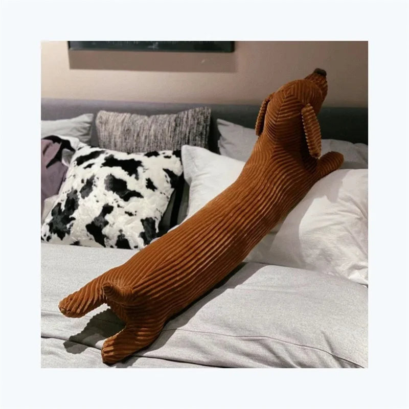 CloudSoft 50~110cm Dachshund Dog Shape Plush Pillow Lifelike Stuffed Throw Cushion for Sofa Chair Home Decoration