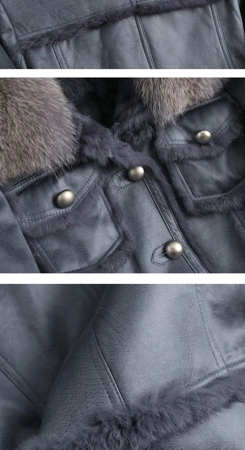 Luxe LSS Rabbit Leather Fur Coat