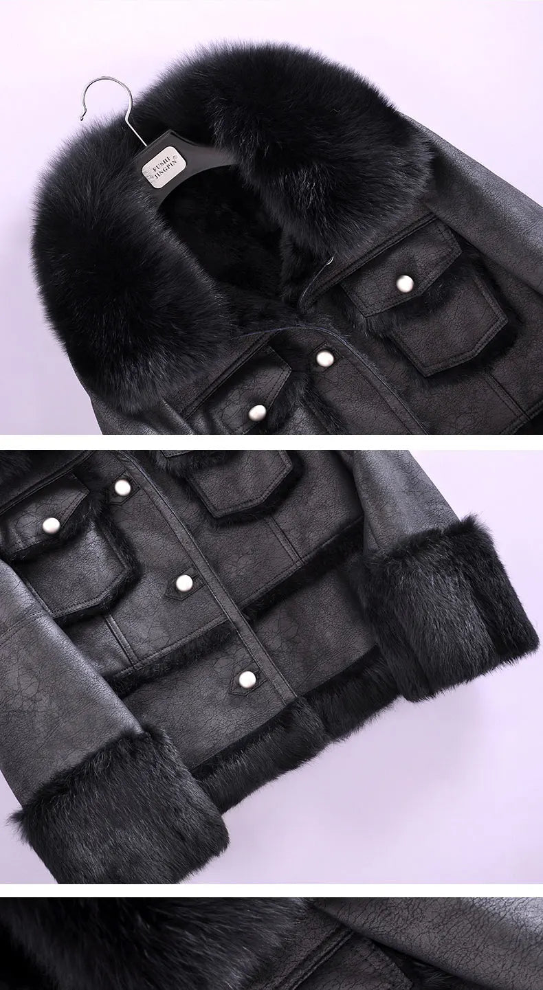 Luxe LSS Rabbit Leather Fur Coat