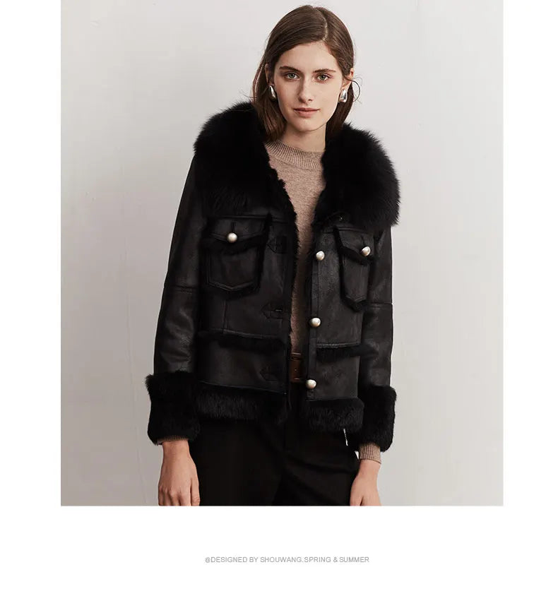 Luxe LSS Rabbit Leather Fur Coat