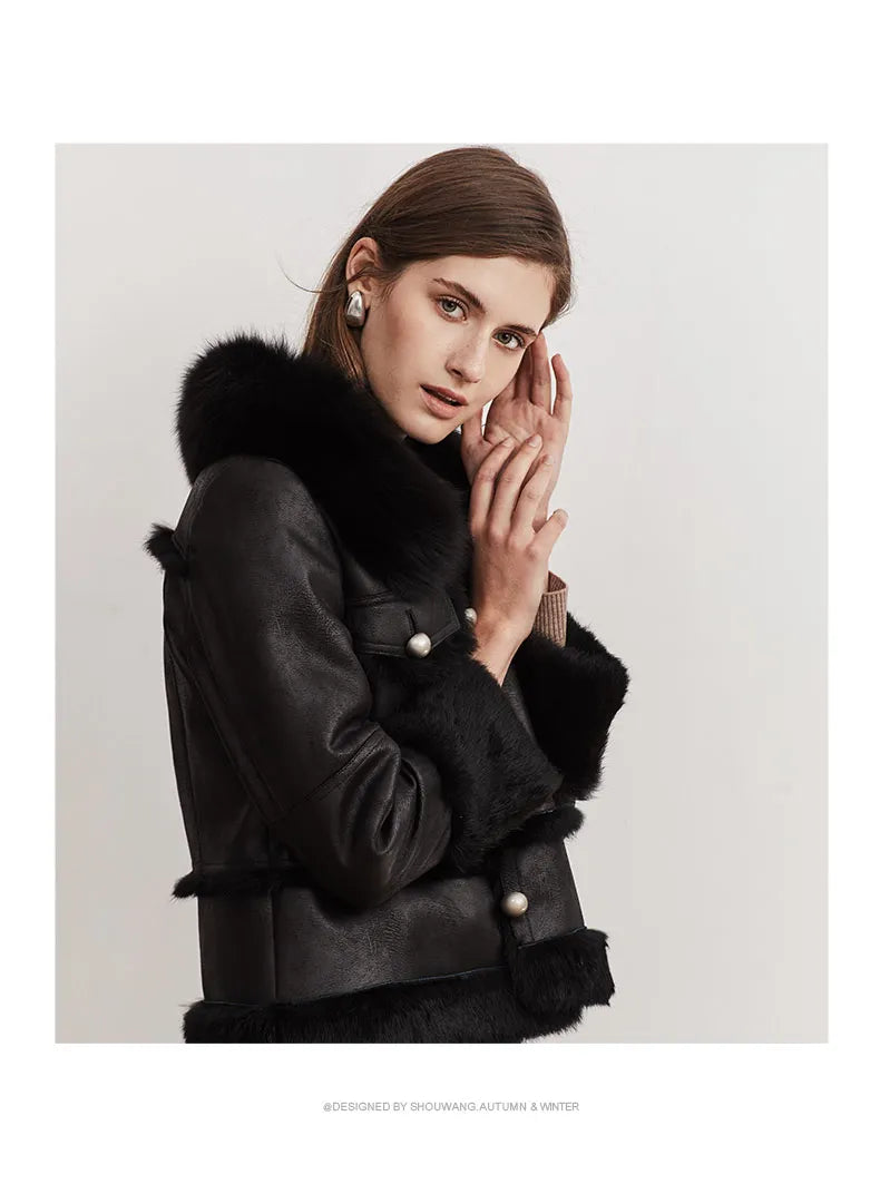 Luxe LSS Rabbit Leather Fur Coat