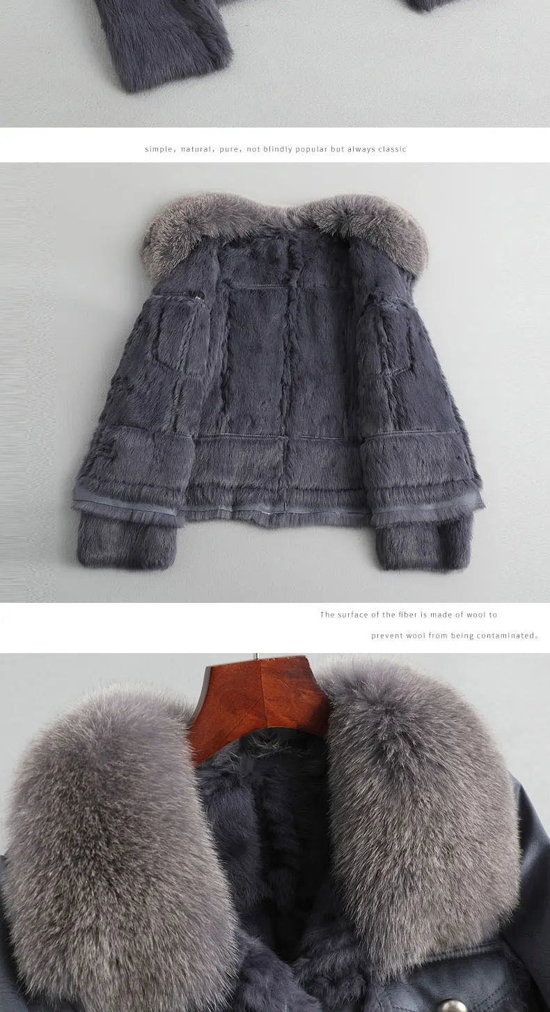 Luxe LSS Rabbit Leather Fur Coat