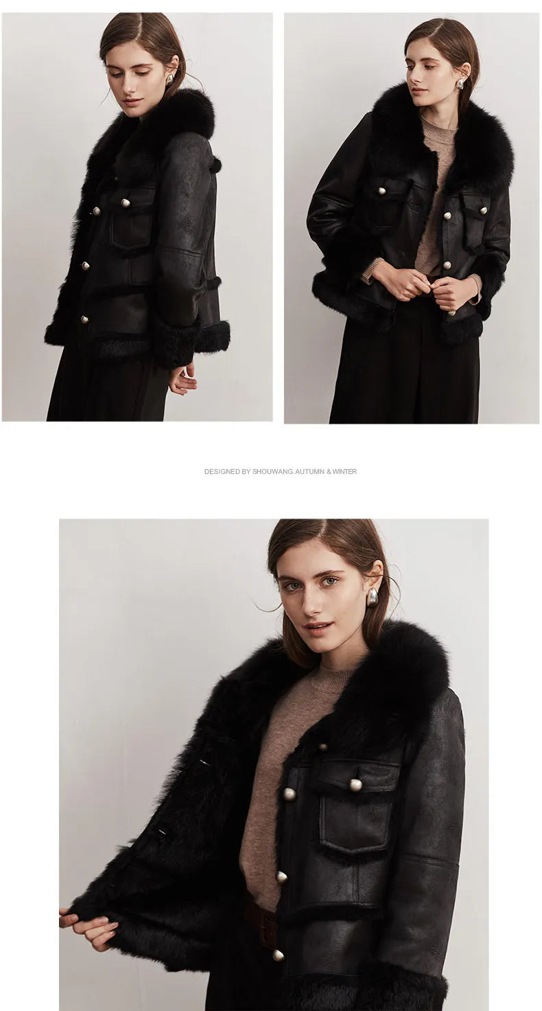 Luxe LSS Rabbit Leather Fur Coat